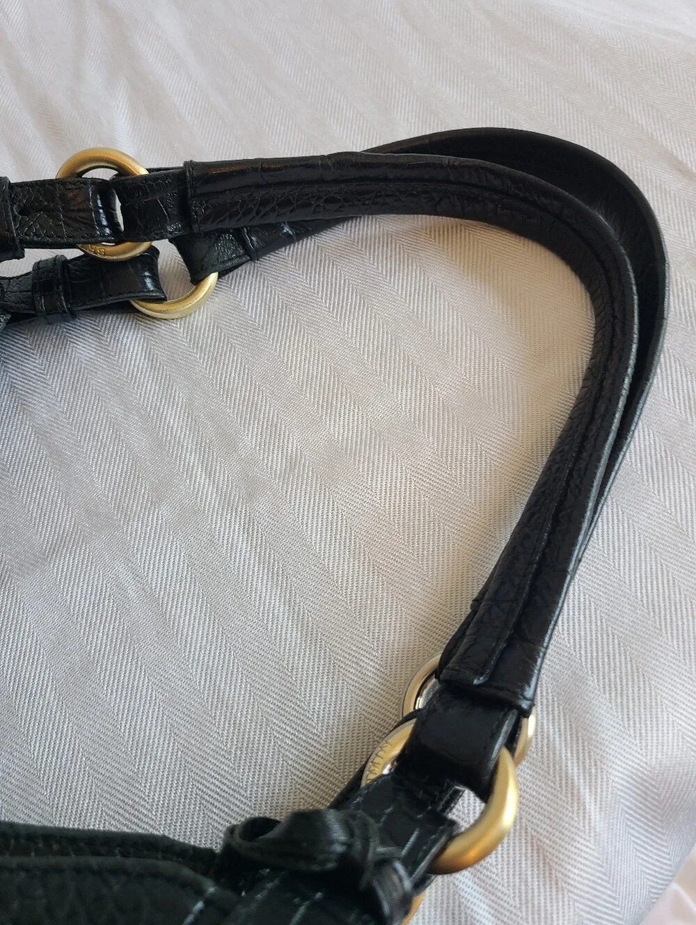 Brahmin Jacqueline hobo shoulder bag black Melbourne croc-embossed leather